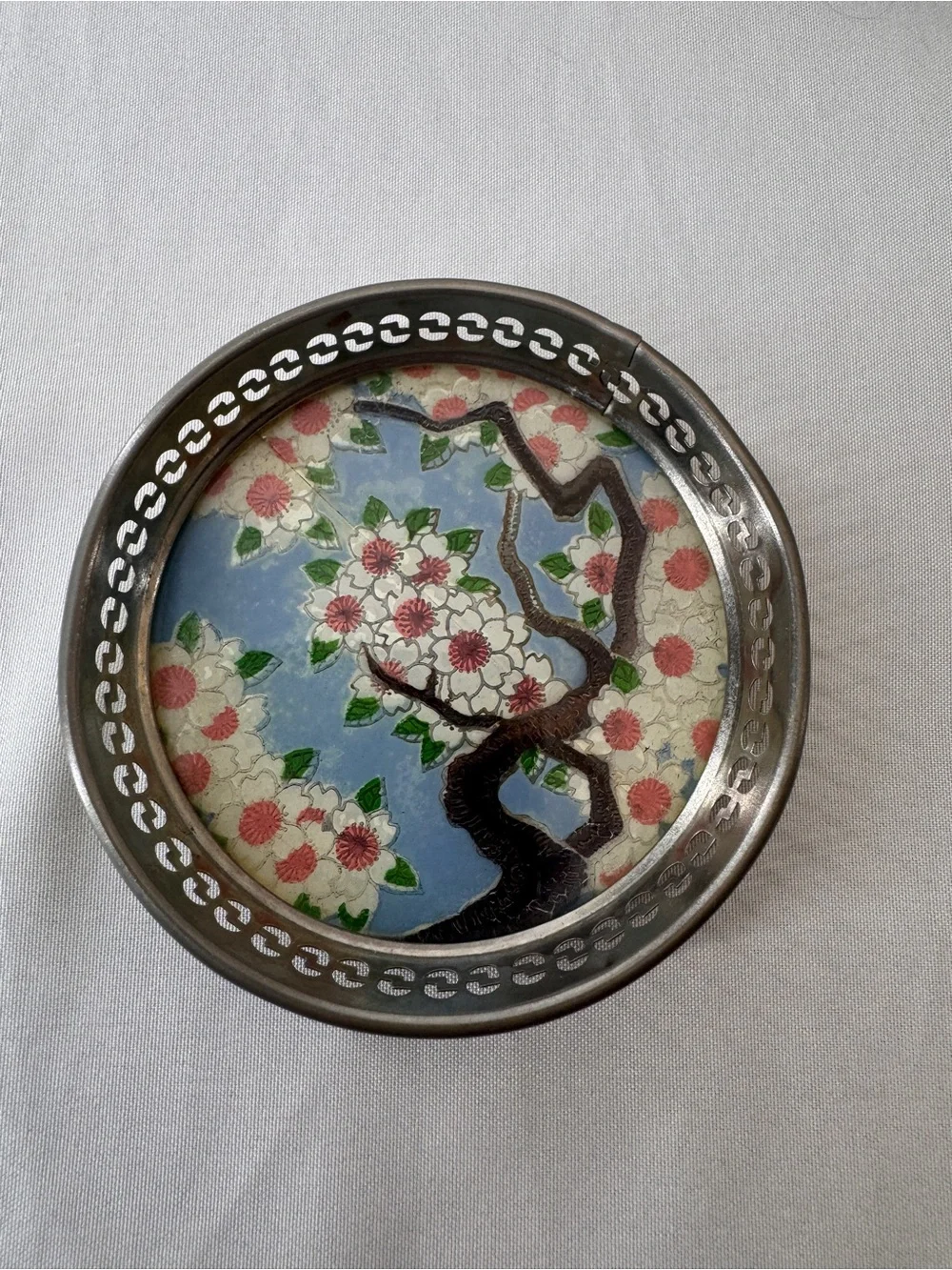 Vintage MCM Barware Japanese Sakura Foil & Washi Paper Glass Coasters MAKE OFFER